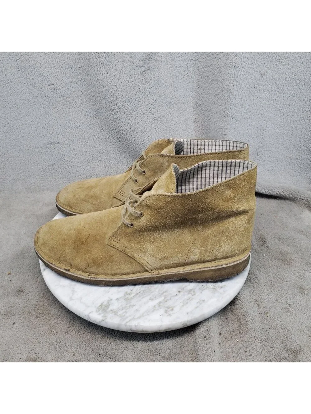 Clarks Shoes Mens Size 8.5 Tan Suede Lace Up Desert Boots *Read*